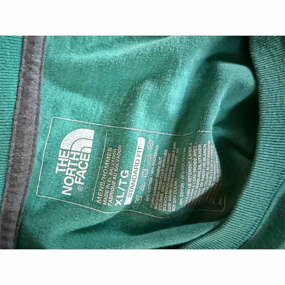 The North Face T-Shirt Mens XL Green Long Sleeve Logo Graphic Crew Neck